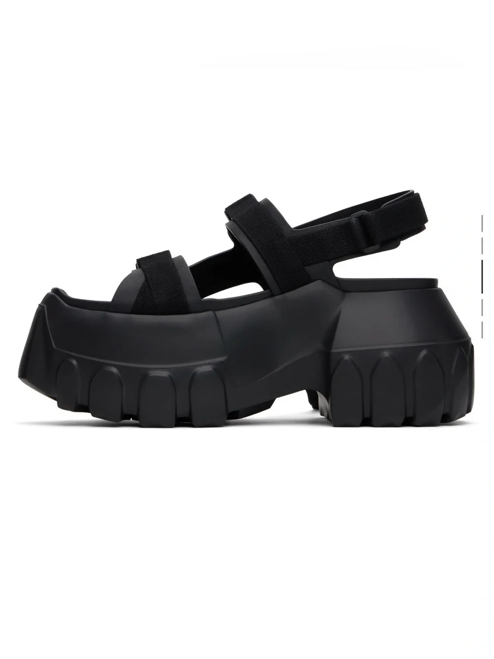 RICK OWENS BLACK HOLLYWOOD MEGA TRACTOR PLATFORM SANDALS